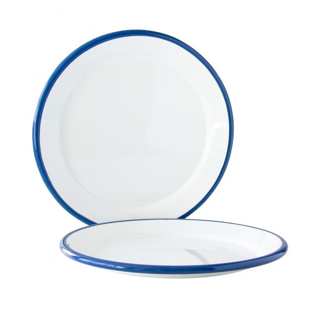 Plate 25 cm, White-Blue