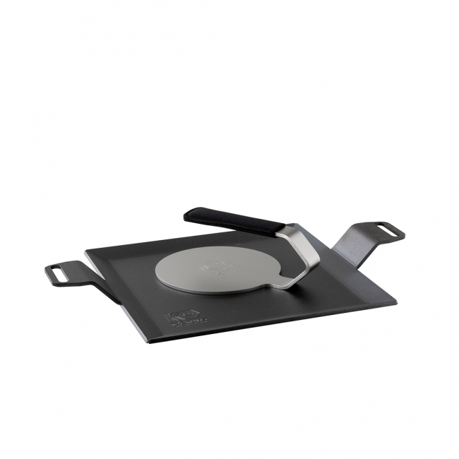 Set with griddle 40x27 and burger iron with neoprene