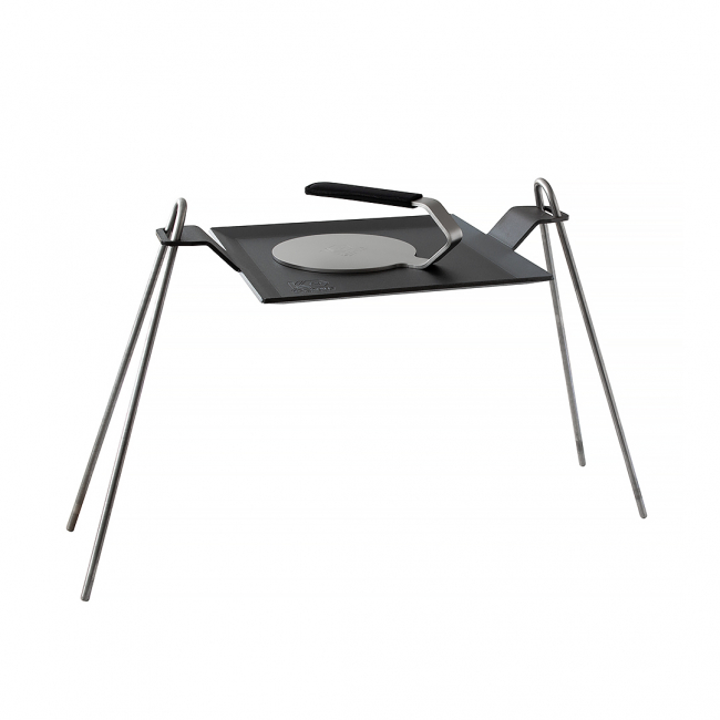 Set with griddle 40x27, fire stand and burger iron with neoprene