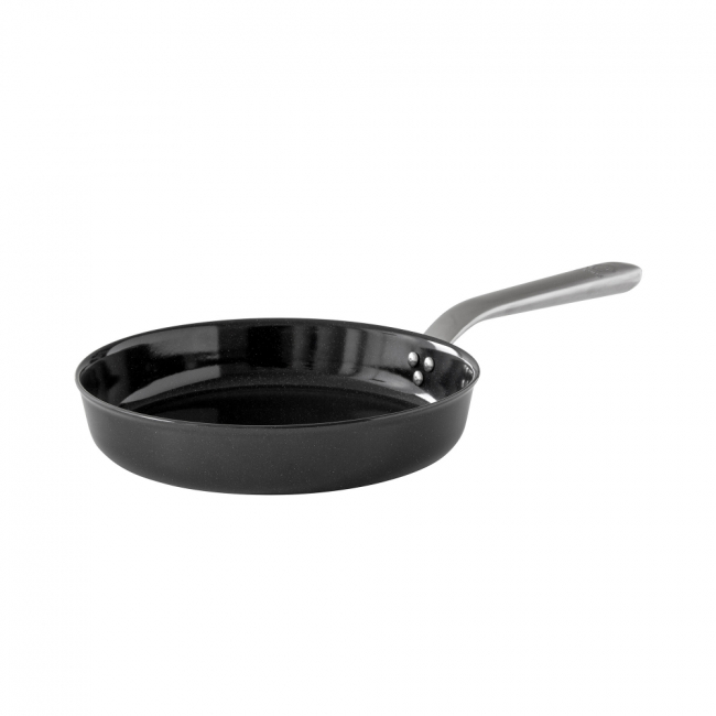 Carbon steel frying pan ø30 cm enamelled with ergonomic handle