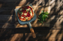 Pizza board, stainless steel, handle cover of leather
